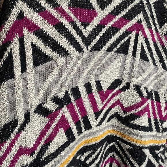 Lucky Brand Geometric Design Soft Warm Cozy Chunky Open Front Cardigan Small - Picture 4 of 11